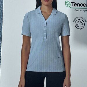 Mondetta Womens Ribbed Polo Shirt Sustainable Modal Blend M d0835
